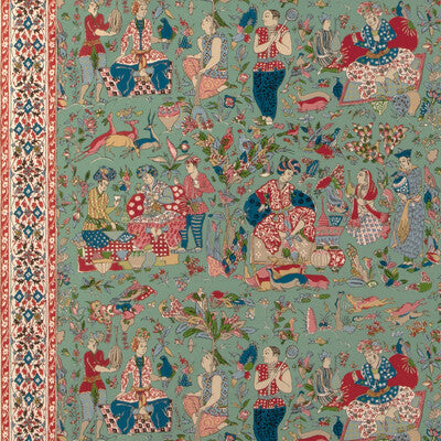 Shalimar Print - Jade/Rose Teal By Brunschwig & Fils | La Menagerie |Chinoiserie Toile Drapery Print