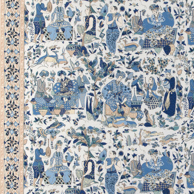 Shalimar Print - Blue/Sand Blue By Brunschwig & Fils | La Menagerie |Chinoiserie Toile Drapery Print