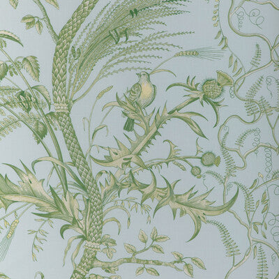 Bird And Thistle Ii - Sky Blue By Brunschwig & Fils | La Menagerie |Botanical & Floral Tropical Drapery Print