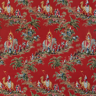 Beauport Promenade - Red Red By Brunschwig & Fils | La Menagerie |Chinoiserie Toile Drapery Print