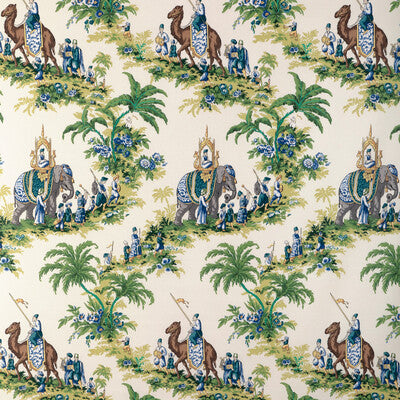 Beauport Promenade - Forest Blue By Brunschwig & Fils | La Menagerie |Chinoiserie Toile Drapery Print