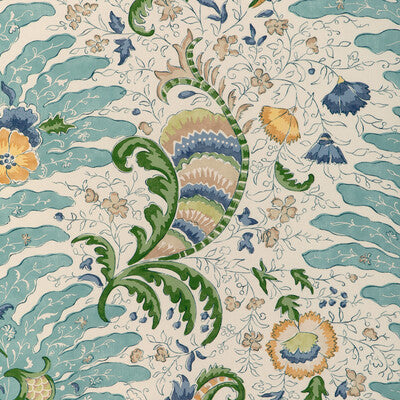 Riviere Print - Aqua Teal By Brunschwig & Fils | La Menagerie | Botanical & Floral Drapery Print