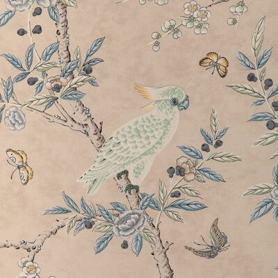 Kanchou Print - Sand Teal By Brunschwig & Fils | La Menagerie |Animal/Insects Botanical & Floral Multipurpose Print