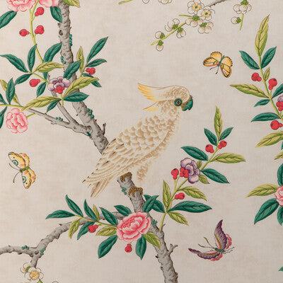 Kanchou Print - Multi White By Brunschwig & Fils | La Menagerie |Animal/Insects Botanical & Floral Multipurpose Print