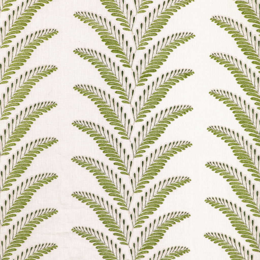 Fougere Emb - Leaf White By Brunschwig & Fils | La Menagerie | Botanical & Floral Drapery Embroidery