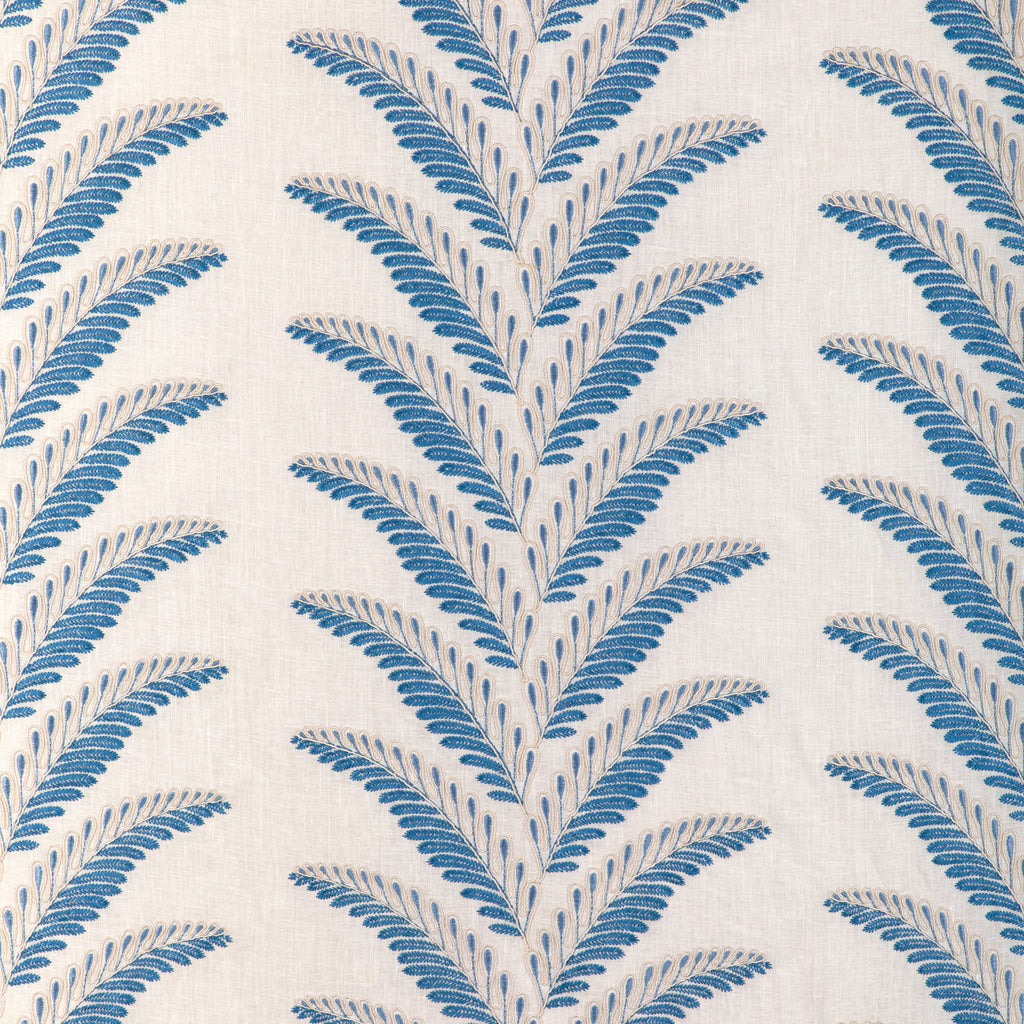 Fougere Emb - Blue White By Brunschwig & Fils | La Menagerie | Botanical & Floral Drapery Embroidery