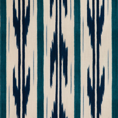 Le Mistral Print - Indigo Blue By Brunschwig & Fils | Les Ensembliers L'Eternel Ete |Ikat/Southwest/Kilims Stripes Multipurpose Indoor / Outdoor
