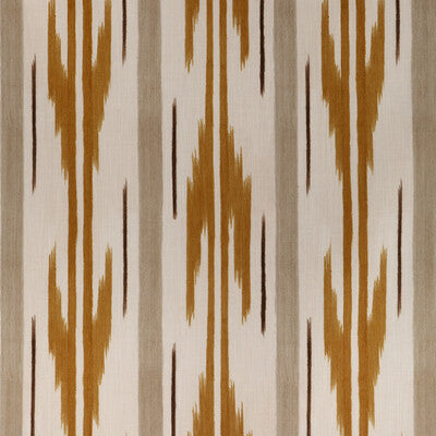 Samples and Purchasing available for Le Mistral Print - Ocher Gold By Brunschwig & Fils | Les Ensembliers L'Eternel Ete |Ikat/Southwest/Kilims Stripes Multipurpose Indoor / Outdoor at Designer Wallcoverings and Fabrics