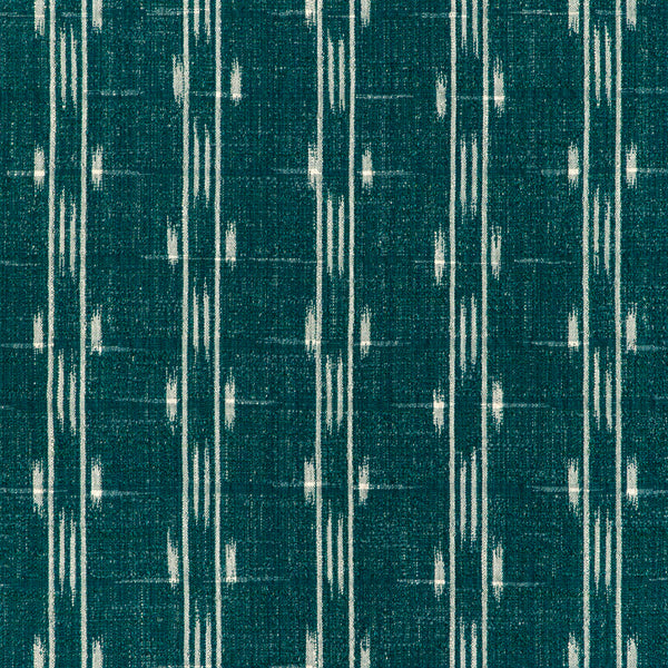 Le Spritz Weave - Teal Teal By Brunschwig & Fils | Les Ensembliers L'Eternel Ete |Ikat/Southwest/Kilims Stripes Upholstery Indoor / Outdoor