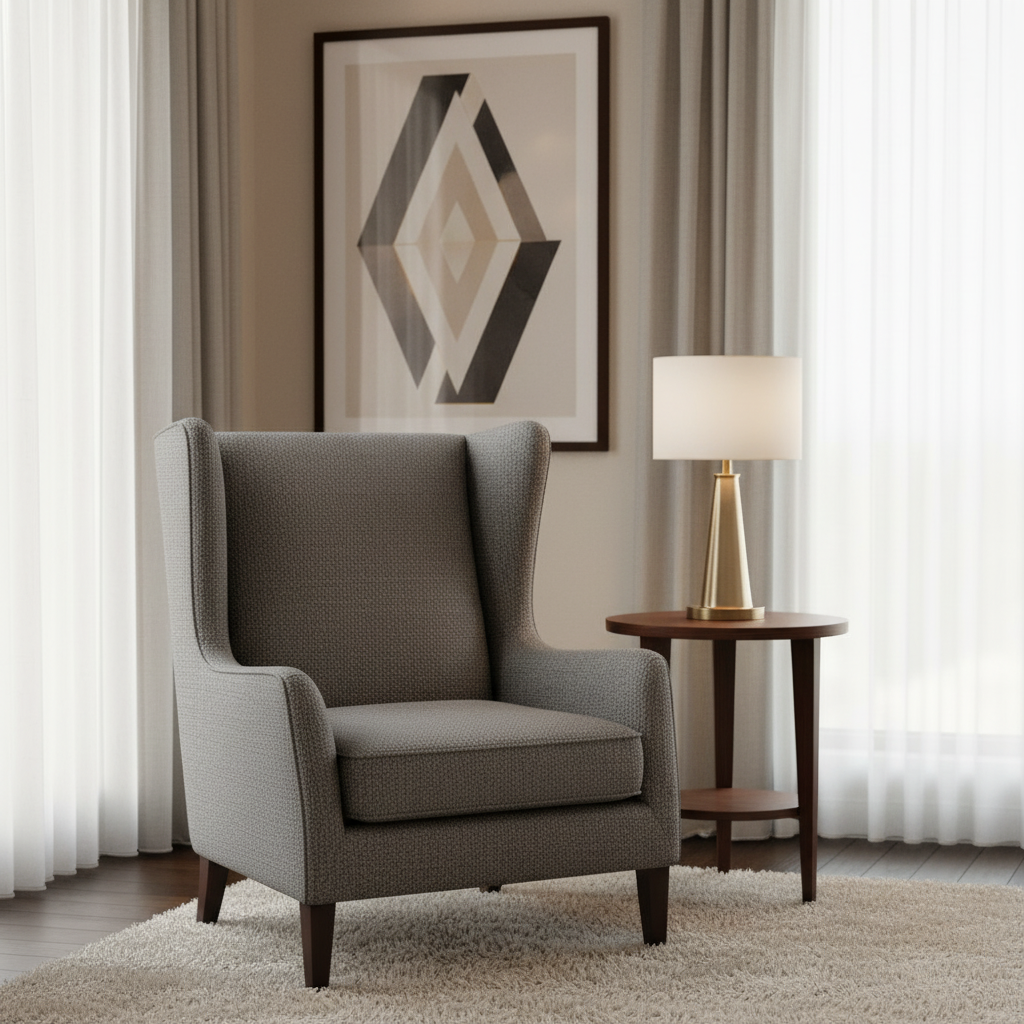 Fine Woven Texture Smoked Graphite Upholstered Chair | Architectural Fabrics