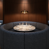 Woven Crosshatch Texture Deep Indigo Upholstered Banquette | Architectural Fabrics