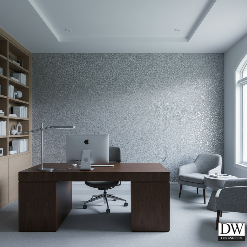 Moroccan Silver Mica | Hollywood Wallcoverings - Corporate Office commercial room setting