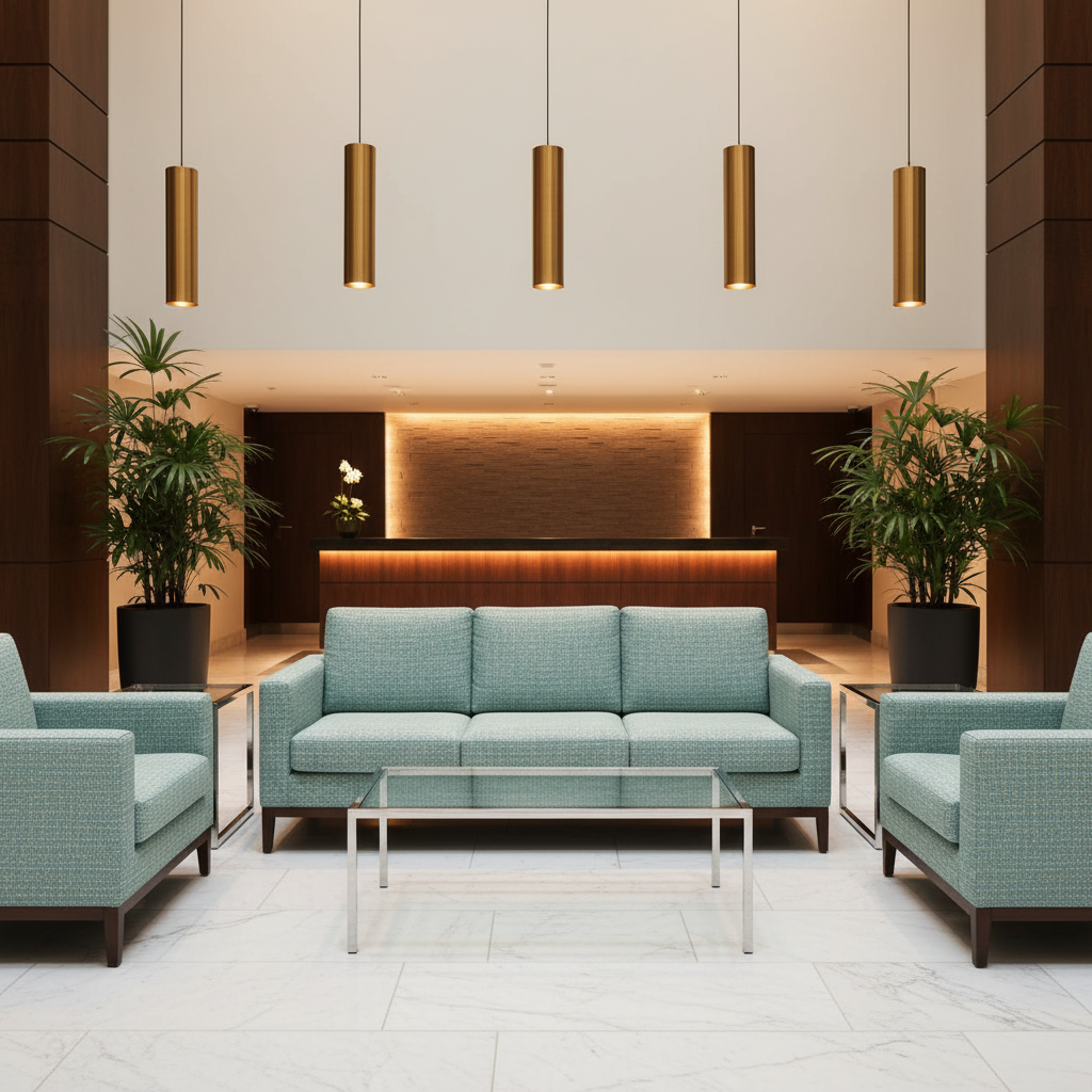 Woven Basketweave Texture Aqua Mist Upholstered Sofa | Architectural Fabrics