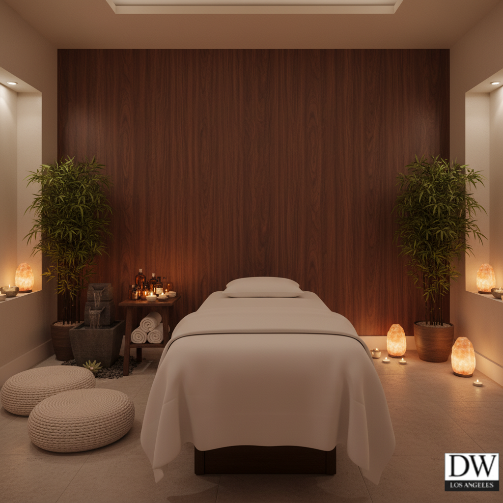 Biscay Bar Warm Mahogany Straight Wood Grain | Hollywood Wallcoverings - Healthcare Waiting Room commercial room setting