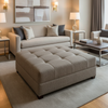St. Eustatius - Mushroom Upholstered Ottoman | Architectural Fabrics