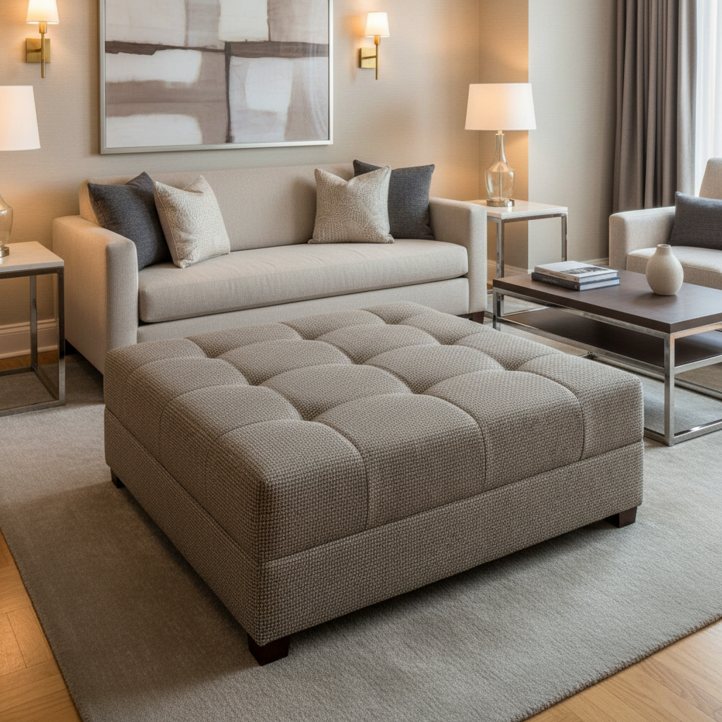 St. Eustatius - Mushroom Upholstered Ottoman | Architectural Fabrics