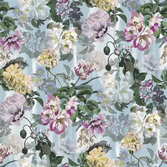 Delft Flower Grande Panel 03 Blue Wallpaper | Designer's Guild Europe