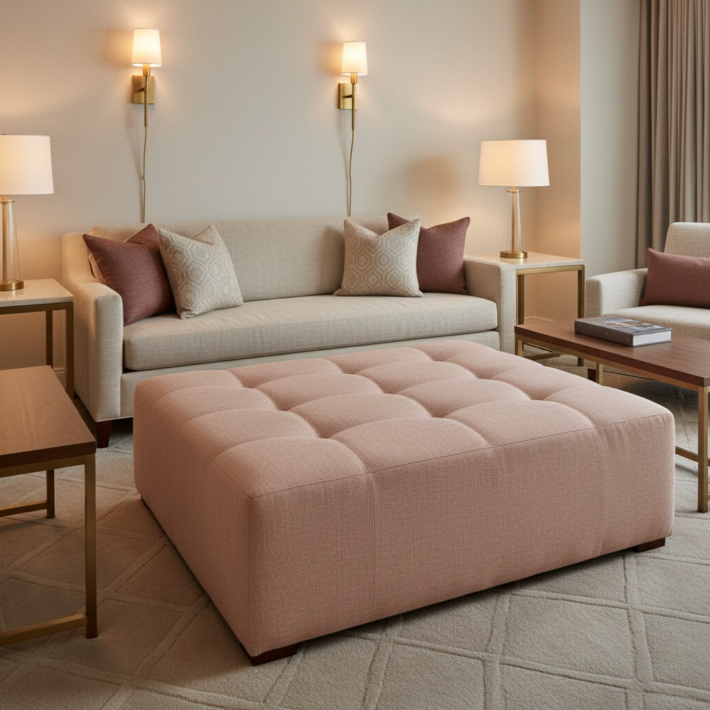 Amalfi - Rose Quartz Indoor/Outdoor Vinyl Upholstered Ottoman | Architectural Fabrics