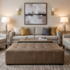 Distressed Leather Grain Earthy Taupe Upholstered Ottoman | Architectural Fabrics