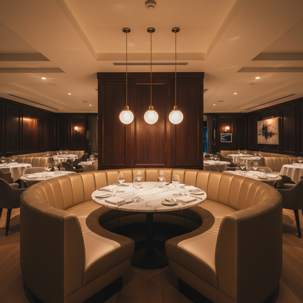 Lawrenceville Beige Upholstered Banquette | Architectural Fabrics