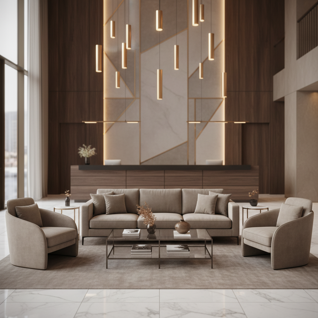 Fine Pebble Texture Taupe Stone Upholstered Sofa | Architectural Fabrics