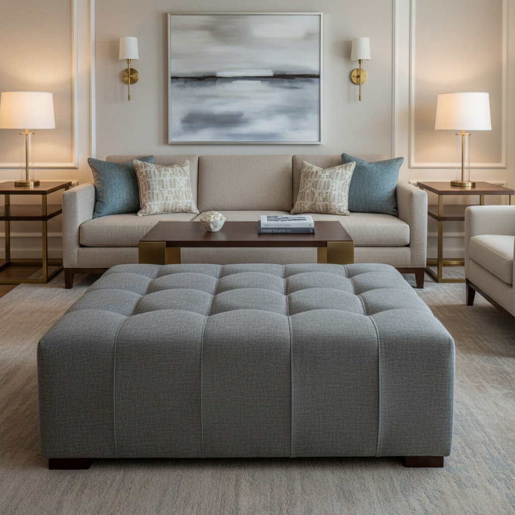 Aspect - Ironwood Performance Polyurethane Upholstered Ottoman | Architectural Fabrics
