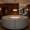 Subtle Textured Solid Misty Gray Upholstered Banquette | Architectural Fabrics