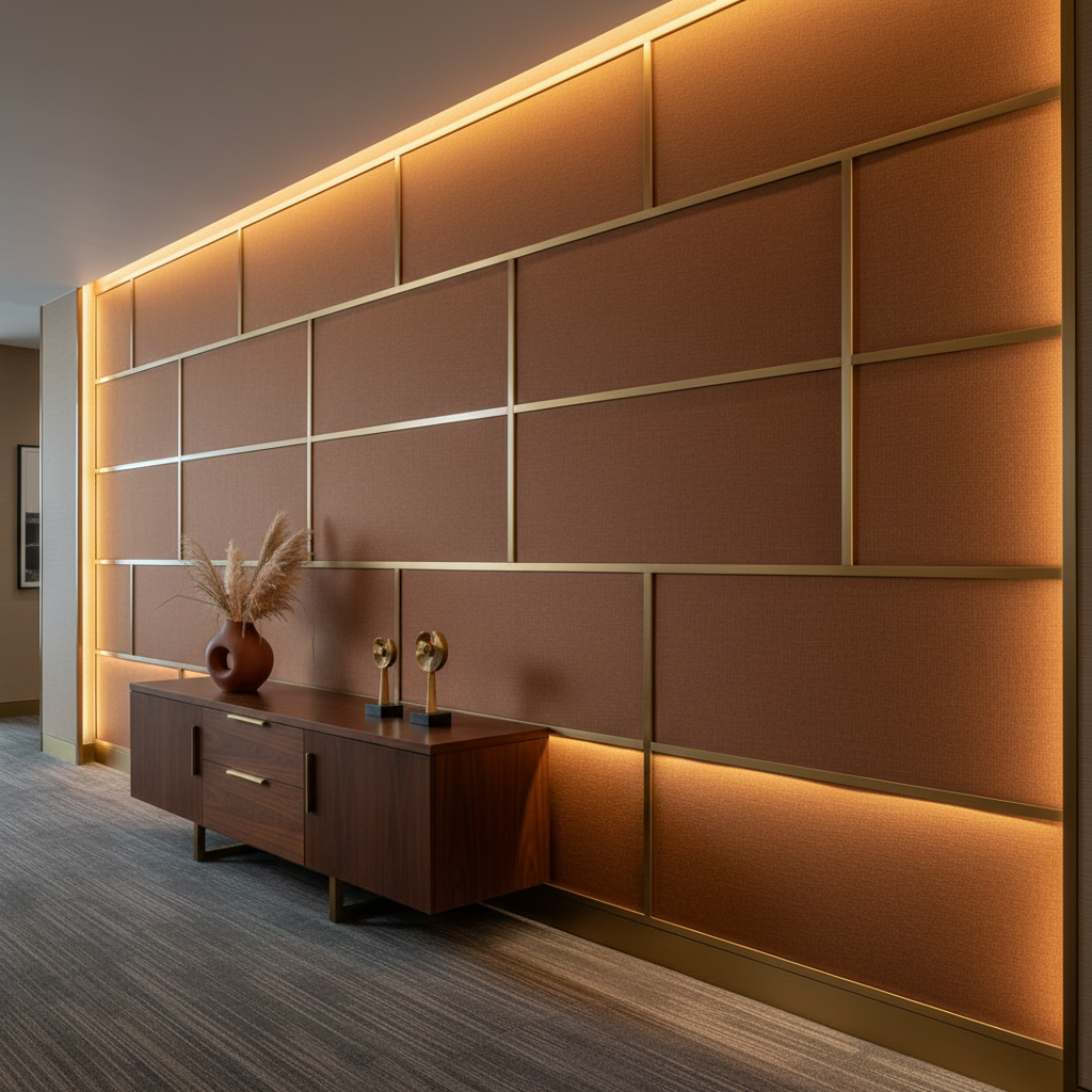 Rainbow Reef - Rust Upholstered Wall Panel | Architectural Fabrics