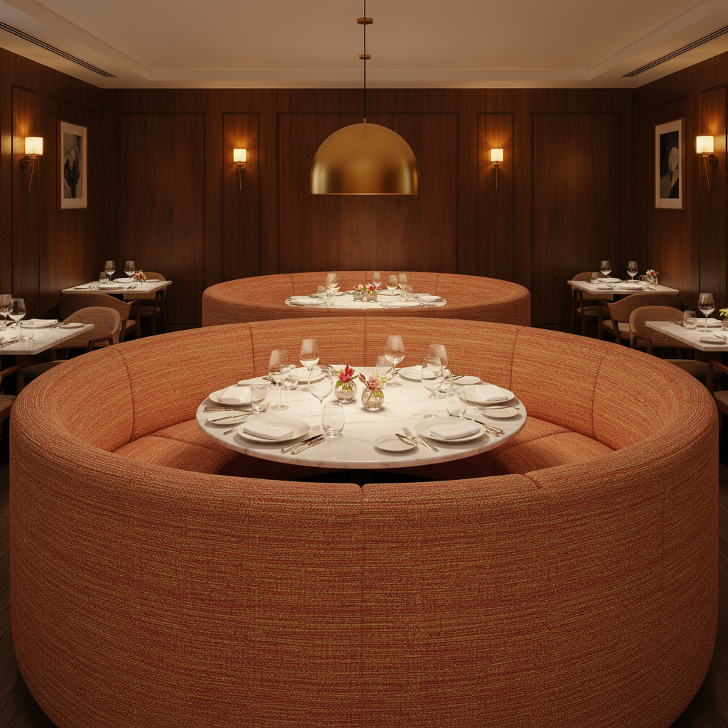 Woven Textured Stripe Spiced Terracotta Upholstered Banquette | Architectural Fabrics