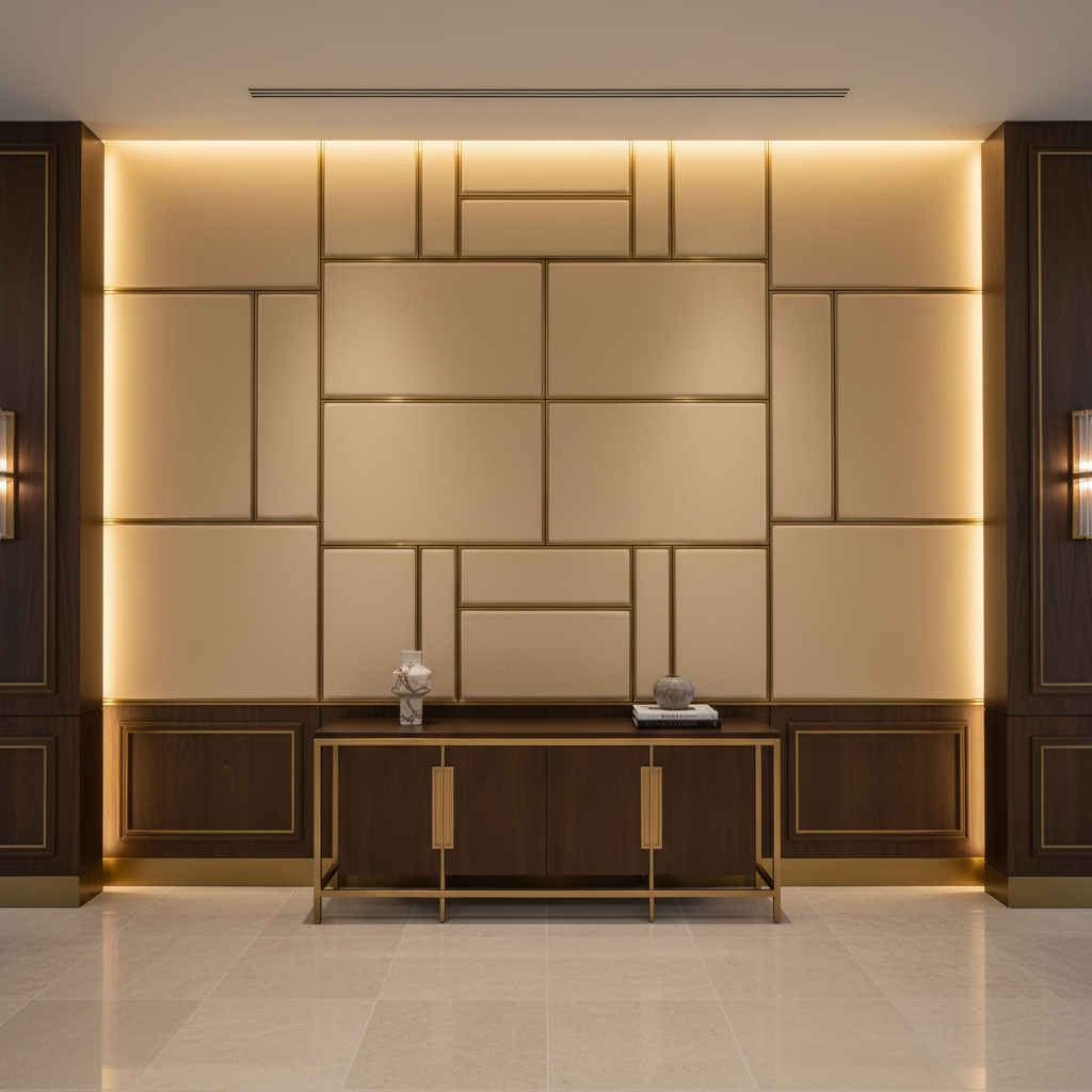 Smooth Pebble Grain Pale Sand Upholstered Wall Panel | Architectural Fabrics
