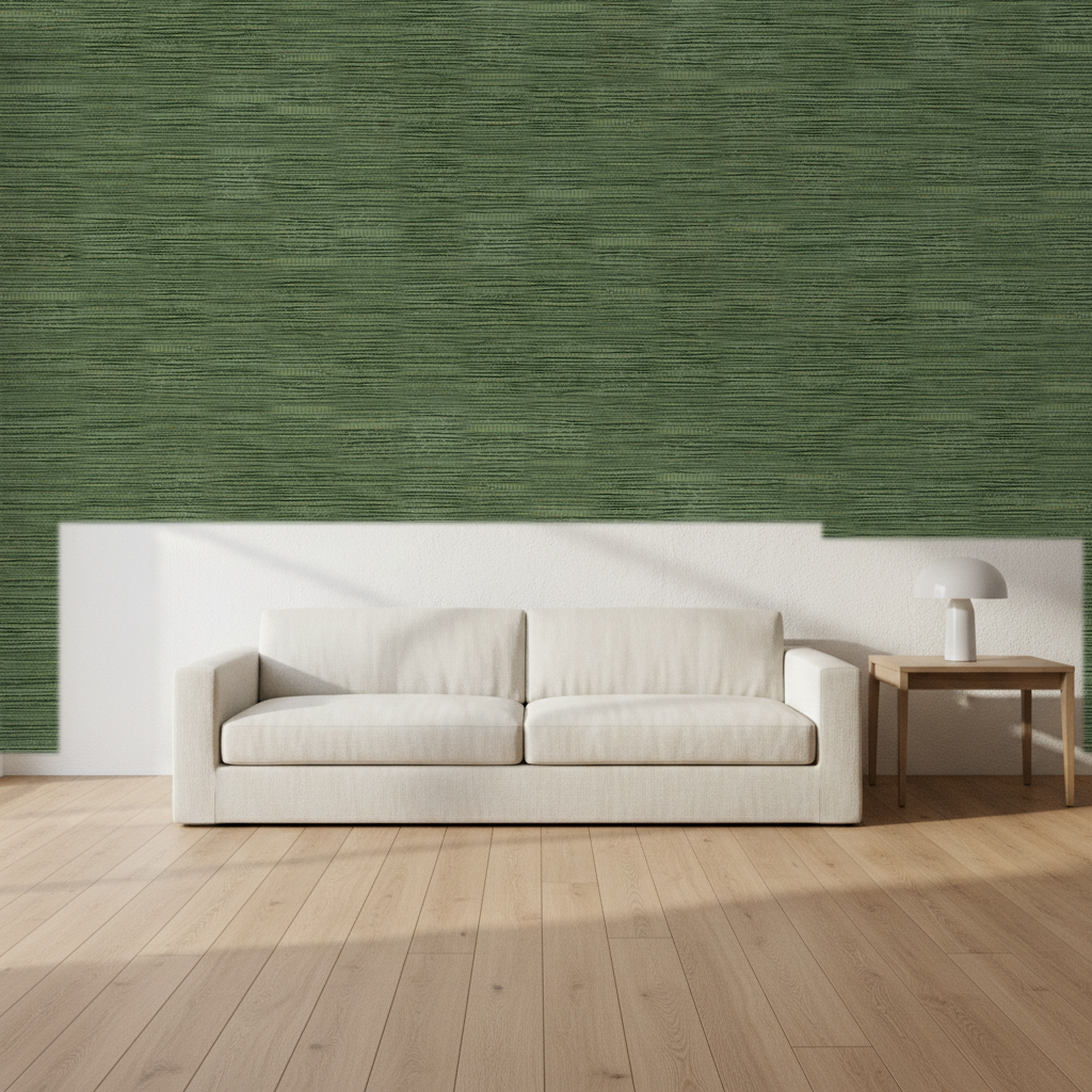 Nantucket Grasscloth Lake Forest Green Wallcovering | Phillipe Romano room setting