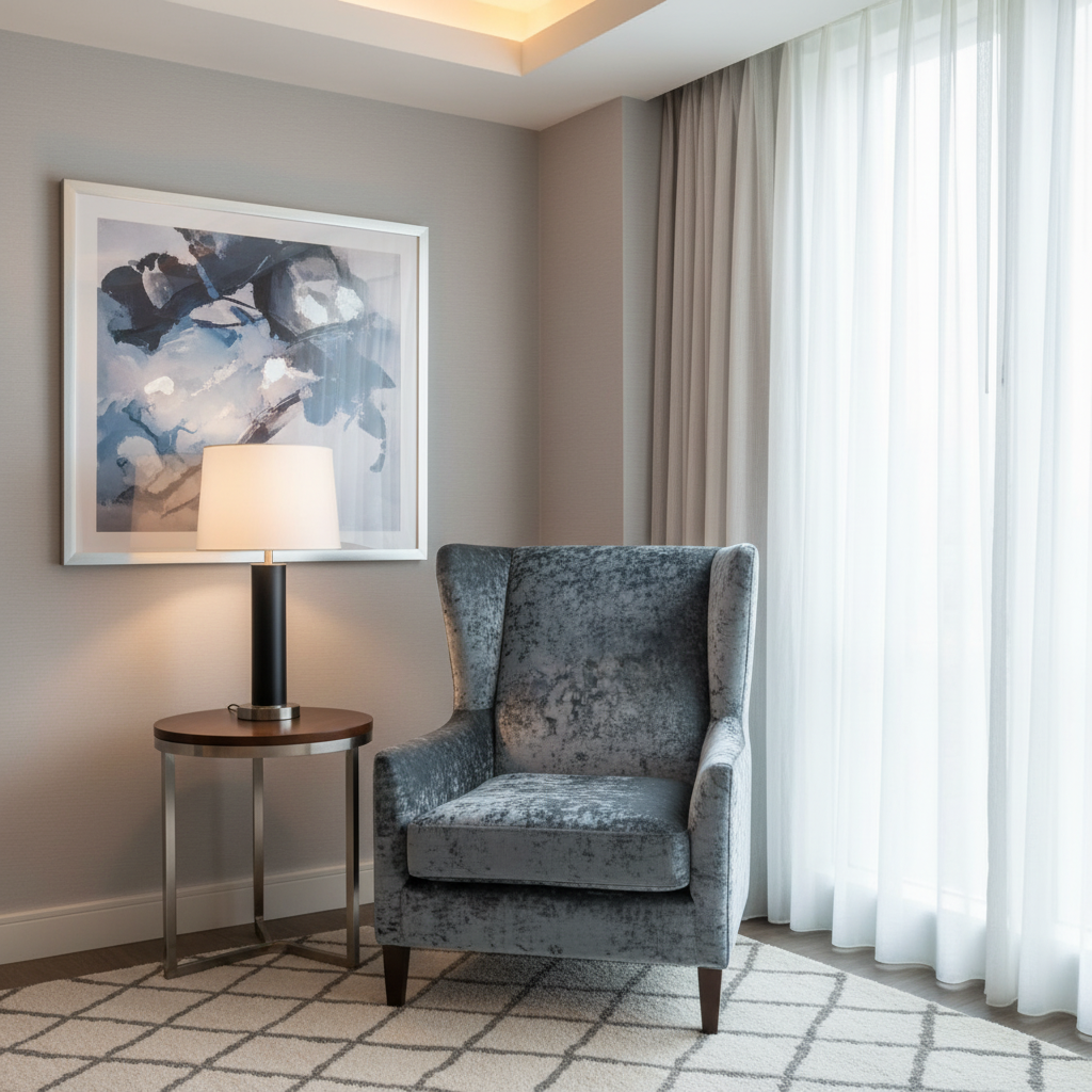 Crushed Velvet Texture Slate Blue Upholstered Chair | Architectural Fabrics