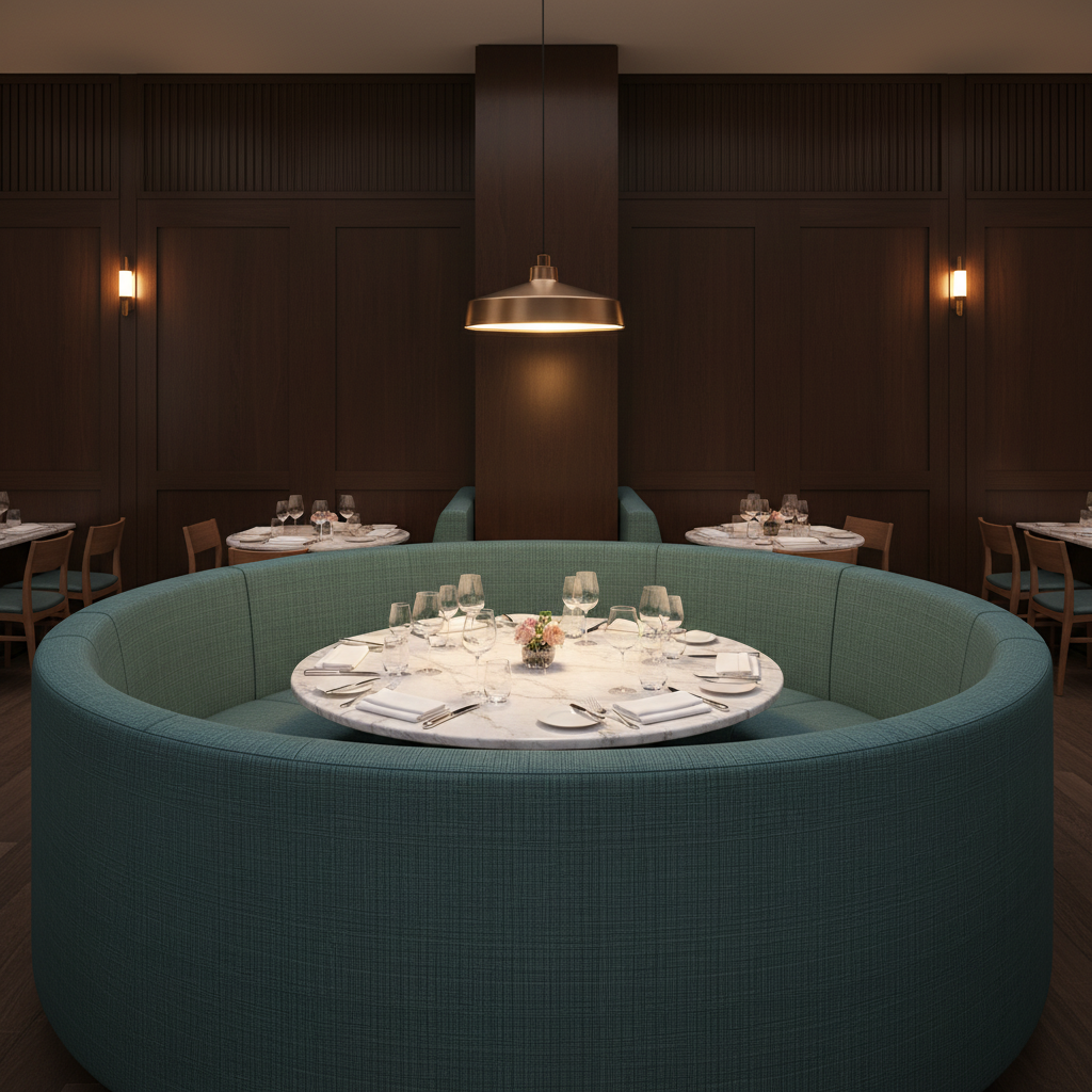 Fine Woven Texture Teal Lagoon Upholstered Banquette | Architectural Fabrics