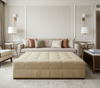BALBOA - Sandstone Faux Leather Upholstered Ottoman | Architectural Fabrics