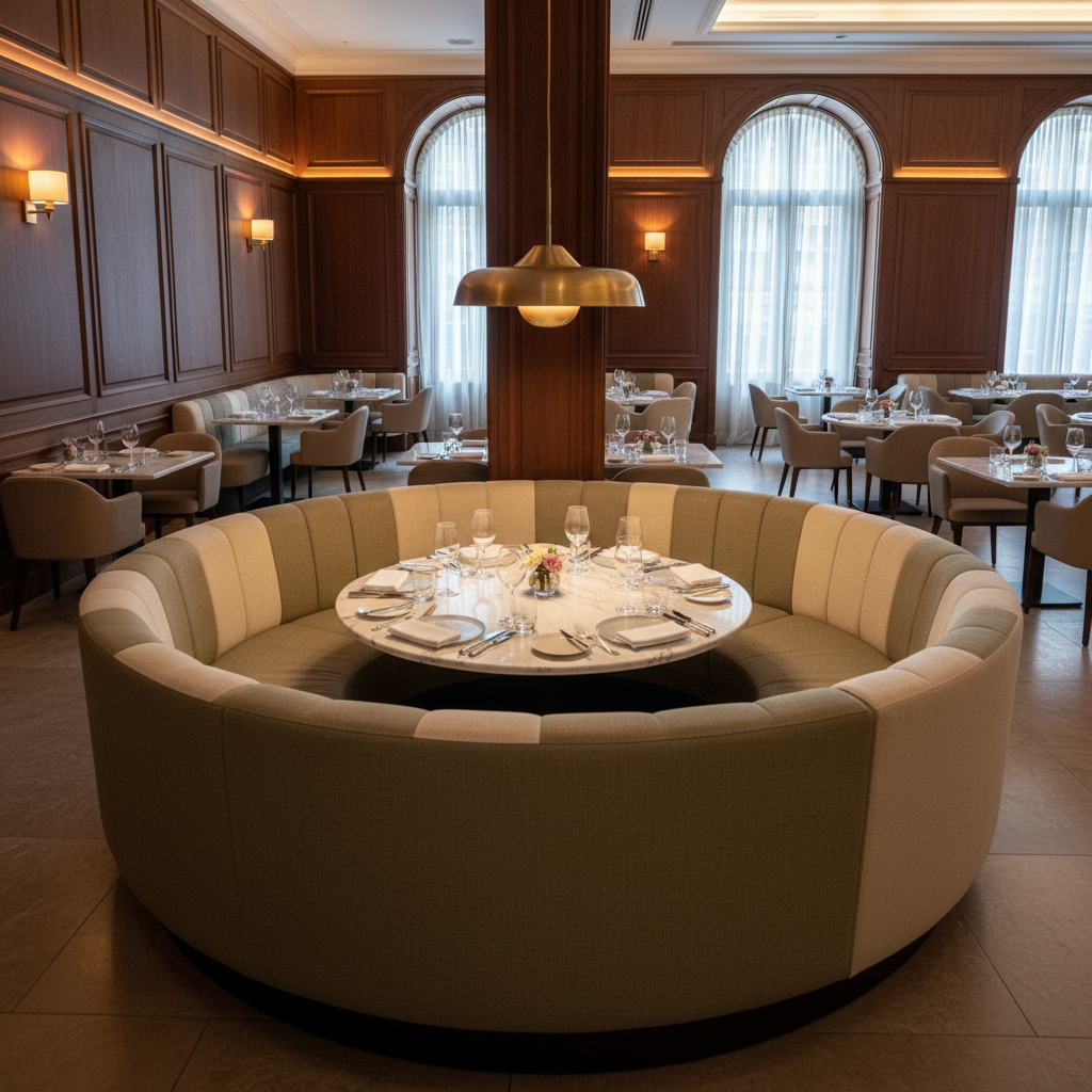 Pearisburg Oat Contemporary khaki & beige Upholstered Banquette | Architectural Fabrics