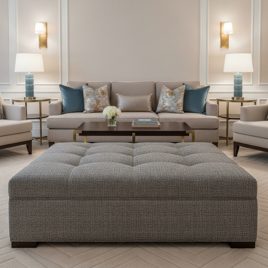 Manchioneel - Evening Upholstered Ottoman | Architectural Fabrics