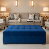 Ultrasuede  Cobalt  Blue Upholstered Ottoman | Ultrasuede Upholstery