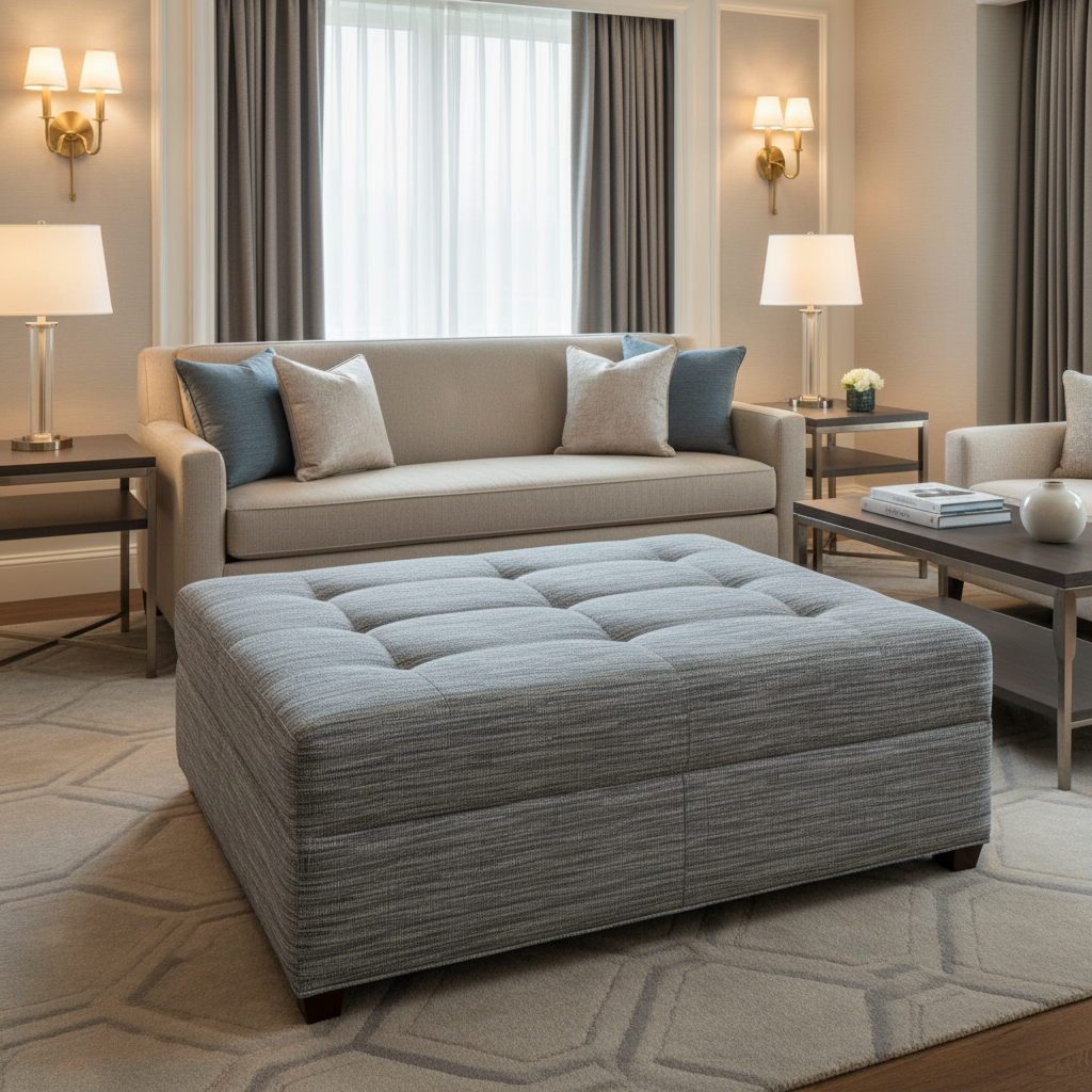 Azores - Azores Tekloom Performance Upholstered Ottoman | Architectural Fabrics