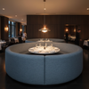 Woven Textile Texture Dusty Blue Upholstered Banquette | Architectural Fabrics