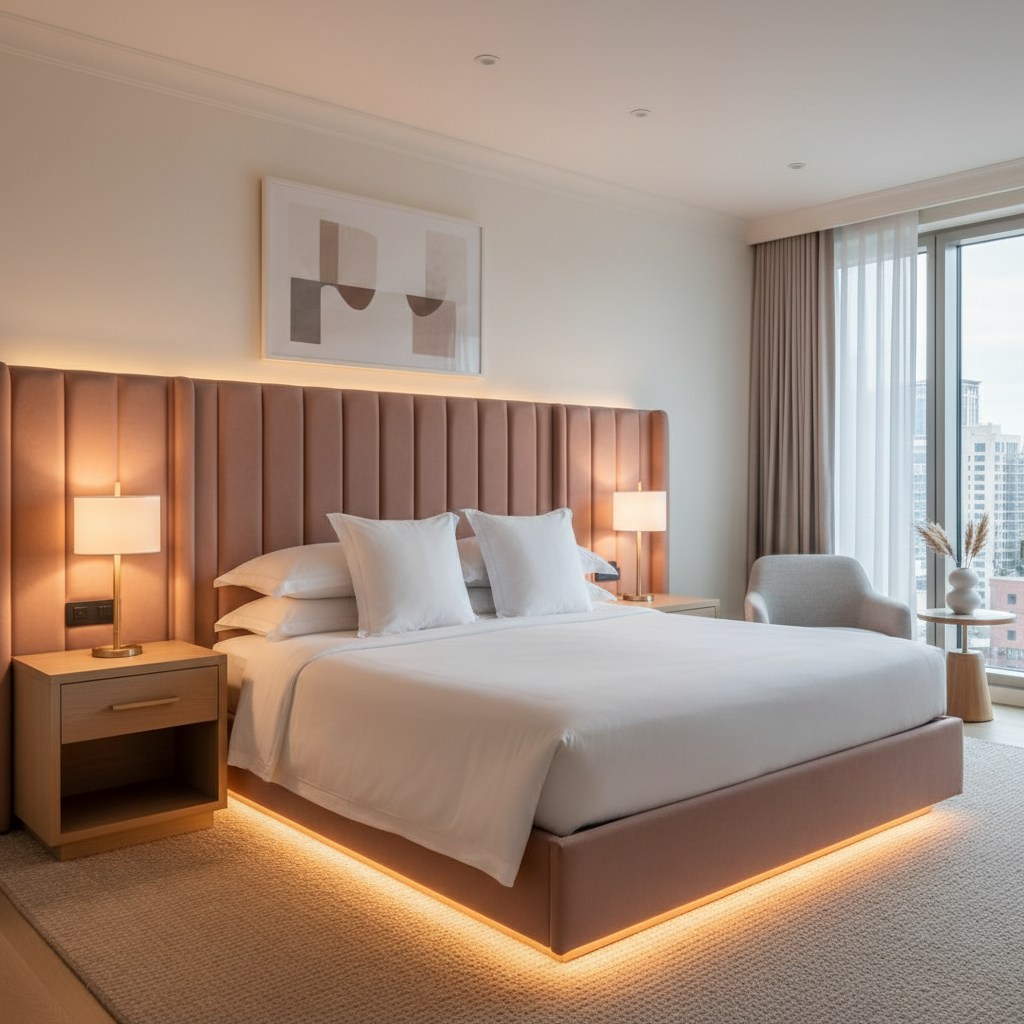 Ultrasuede  Rosewood Pink Upholstered Headboard | Ultrasuede Upholstery