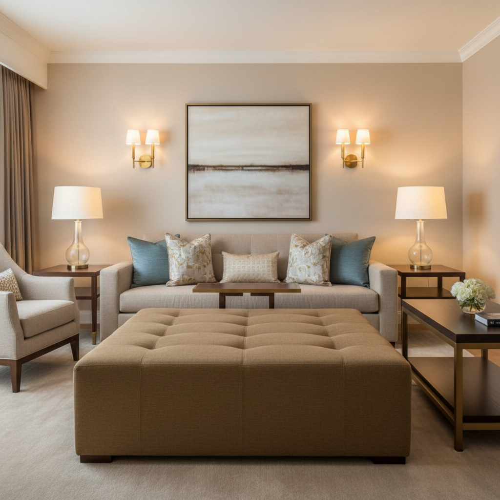 Soper Hole - Ginger Upholstered Ottoman | Architectural Fabrics