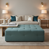 Fine Pebble Texture Soft Teal Upholstered Ottoman | Architectural Fabrics