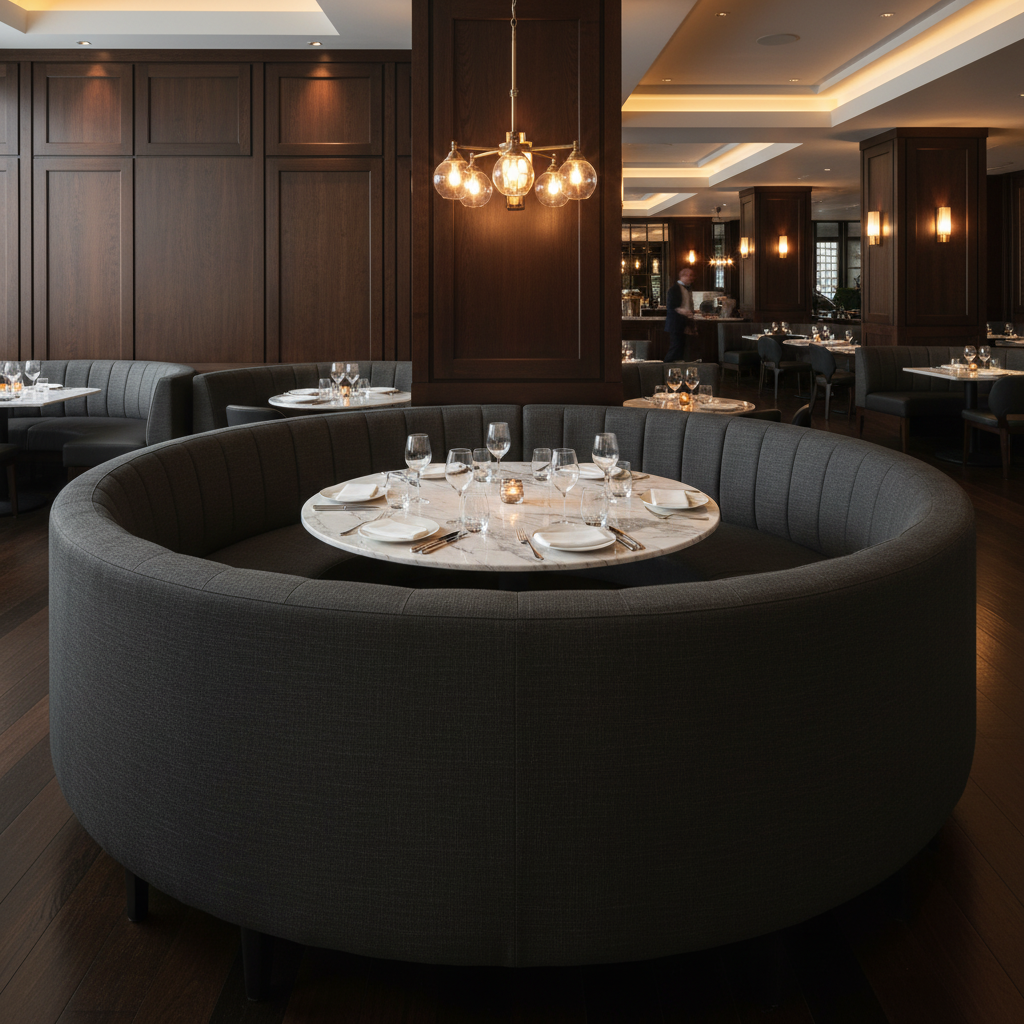 Subtle Velvet Texture Deep Night Upholstered Banquette | Architectural Fabrics