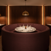 Fine Woven Texture Deep Burgundy Upholstered Banquette | Architectural Fabrics
