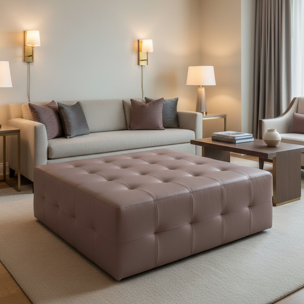 Pinnacle Rock - Merlot Upholstered Ottoman | Architectural Fabrics