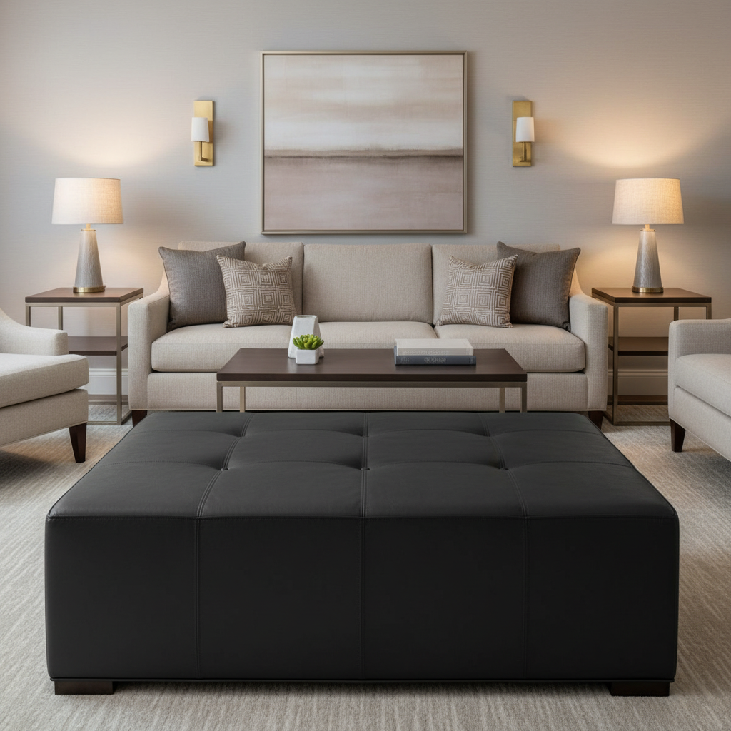 Baroque - Baroque Performance Vinyl Upholstered Ottoman | Architectural Fabrics