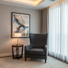 Smooth Matte Finish Deep Charcoal Upholstered Chair | Architectural Fabrics
