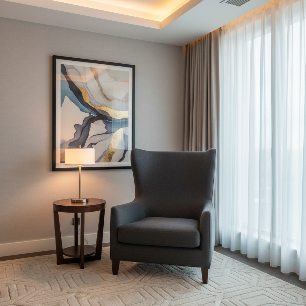 Smooth Matte Finish Deep Charcoal Upholstered Chair | Architectural Fabrics