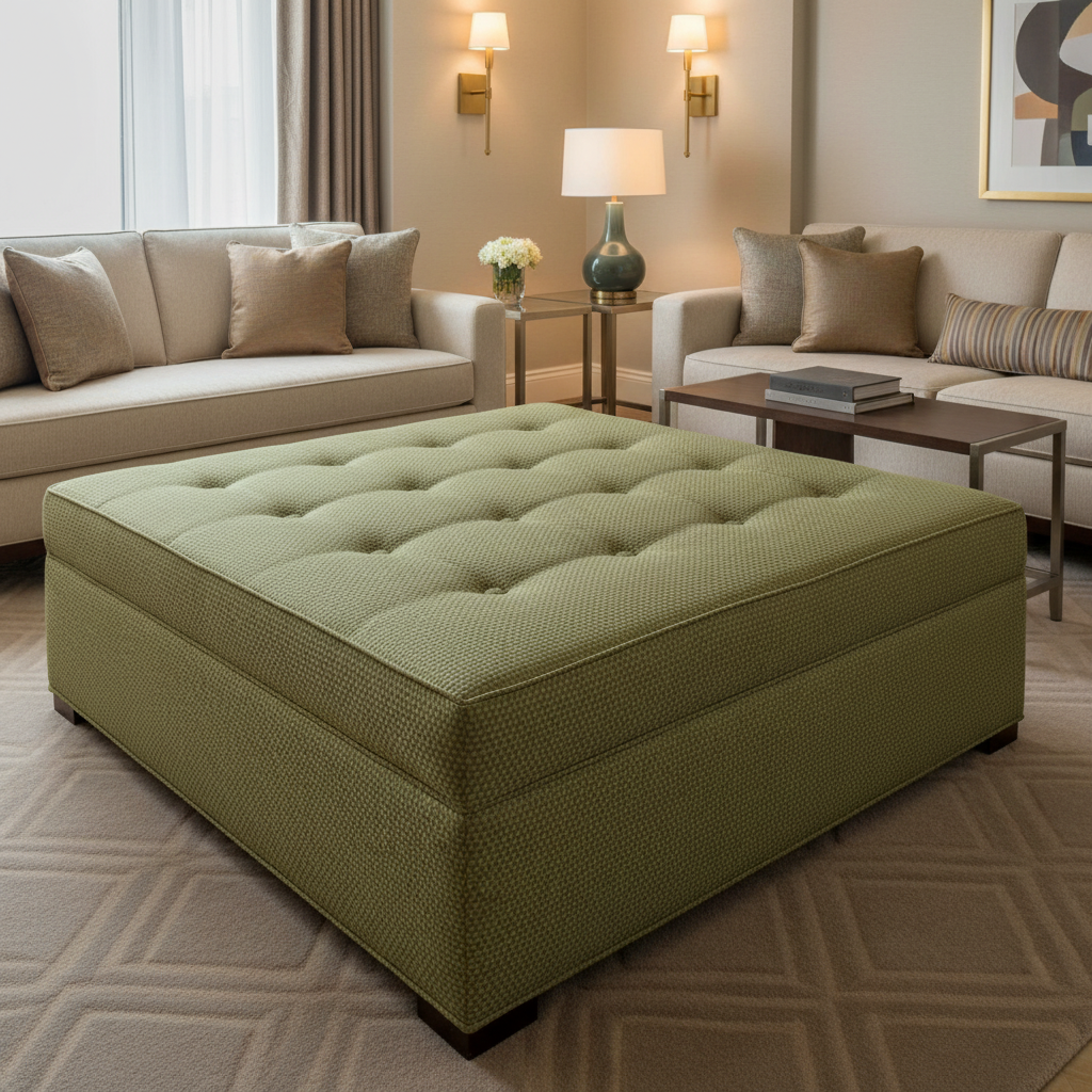 Steeple Reef - Grass Upholstered Ottoman | Architectural Fabrics