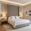 Smooth Pebble Grain Soft Taupe Upholstered Headboard | Architectural Fabrics